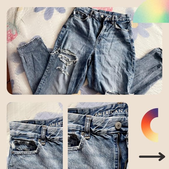 American Eagle Outfitters Women's Blue and Navy Jeans - Picture 3 of 4